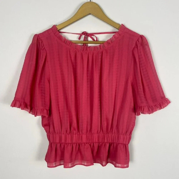 Ann Taylor Pink Ruffle Blouse - Picture 1 of 13